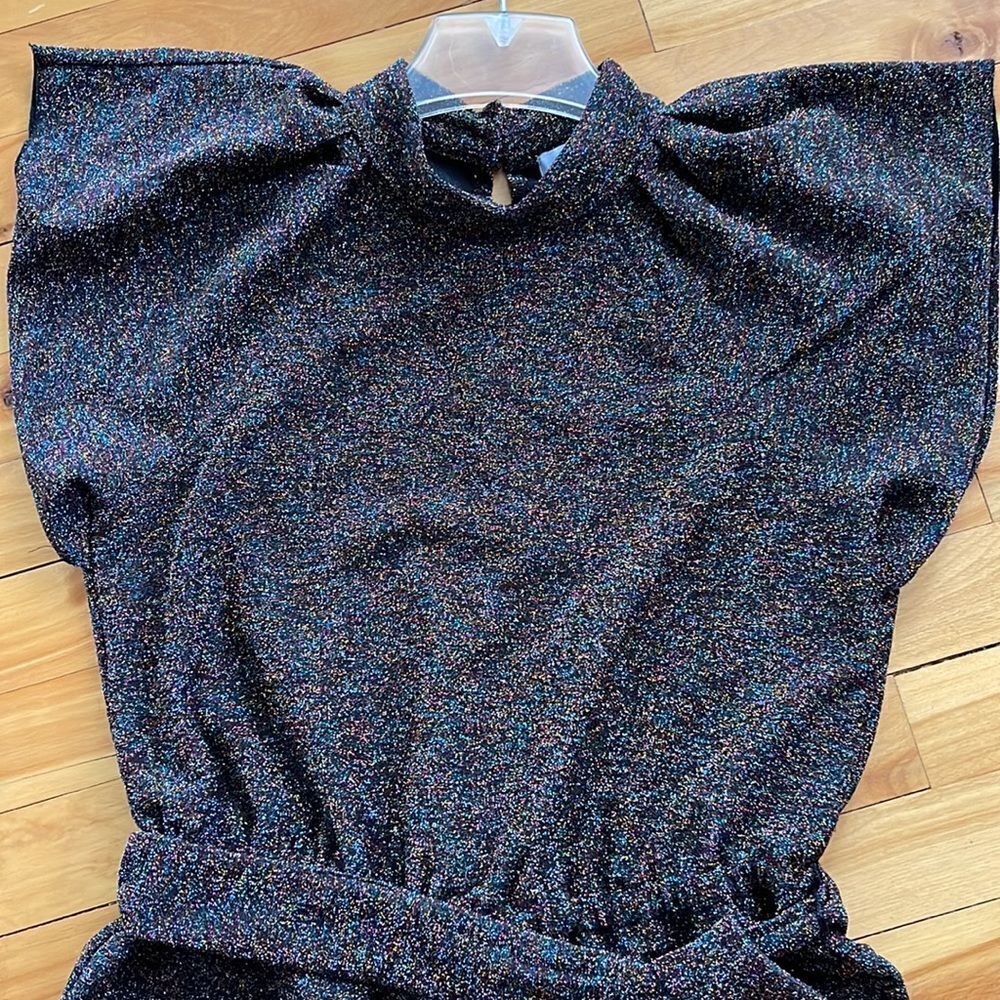 Nine West multi-color metallic sparkle elastic waist/tie belt jumpsuit. Small. - Picture 3 of 7